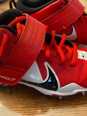 Nike Red and Black Kids Sneakers with Hook-and-Loop Strap